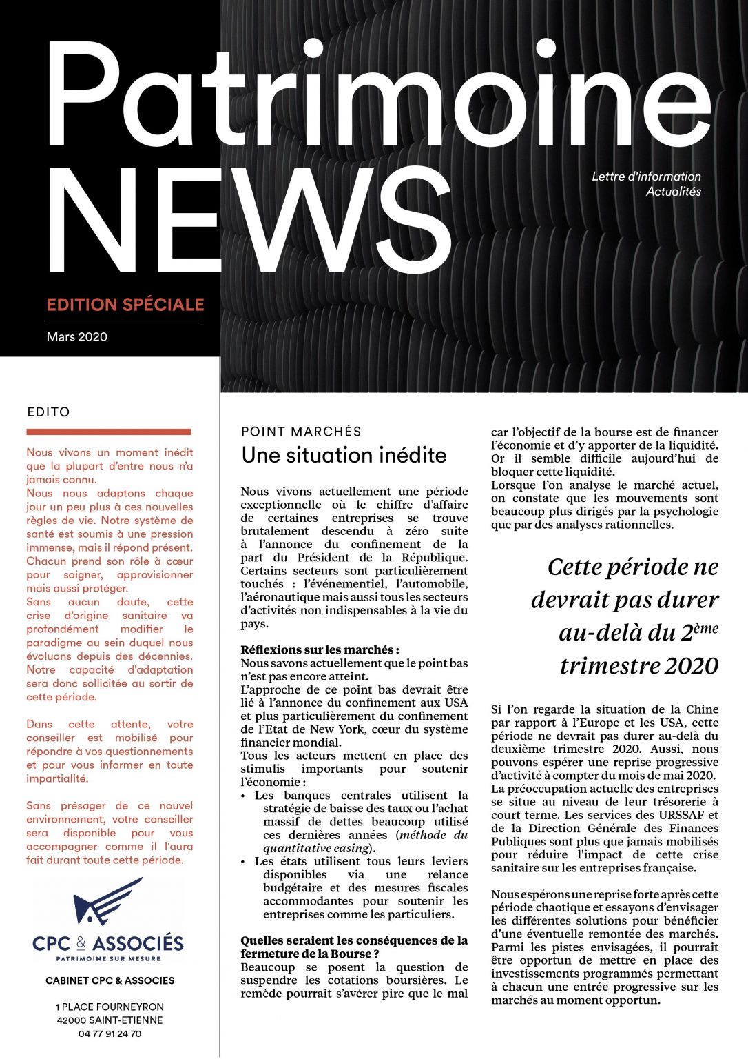 Newsletter Gestion de Patrimoine Mars - Cabinet CPC
